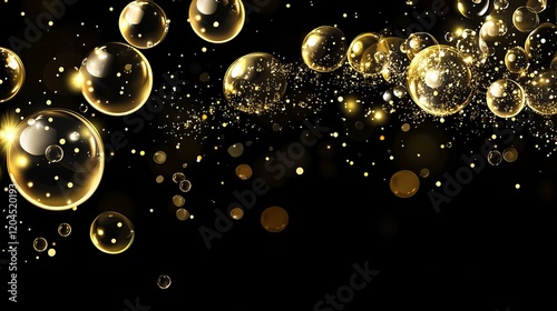 Wallpaper Mural A vector illustration of transparent fizzy bubbles and sparkles, resembling champagne or effervescent drinks. Torontodigital.ca