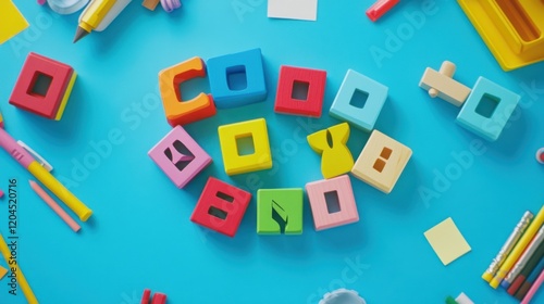 Colorful blocks spelling 