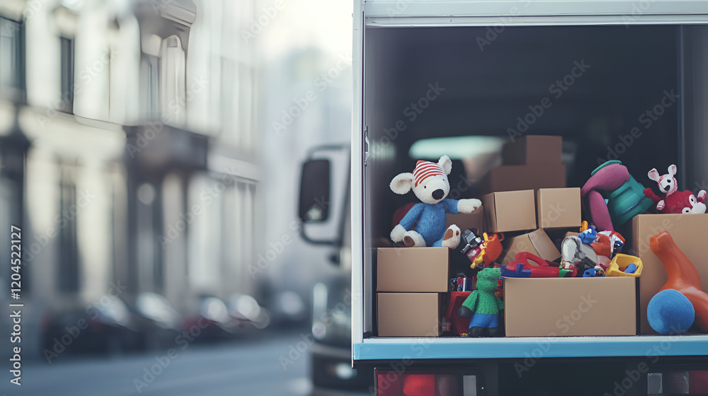 custom made wallpaper toronto digitalToy-filled delivery truck with boxes and plush toys, cheerful and vibrant scene