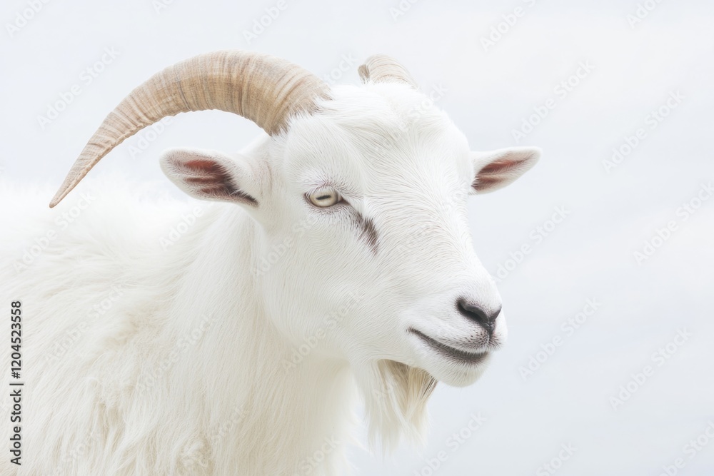Close-up photo of a goat with distinctive long horns, suitable for nature or farm-themed images Close-up photo of a goat with distinctive long horns, suitable for nature or farm-themed images