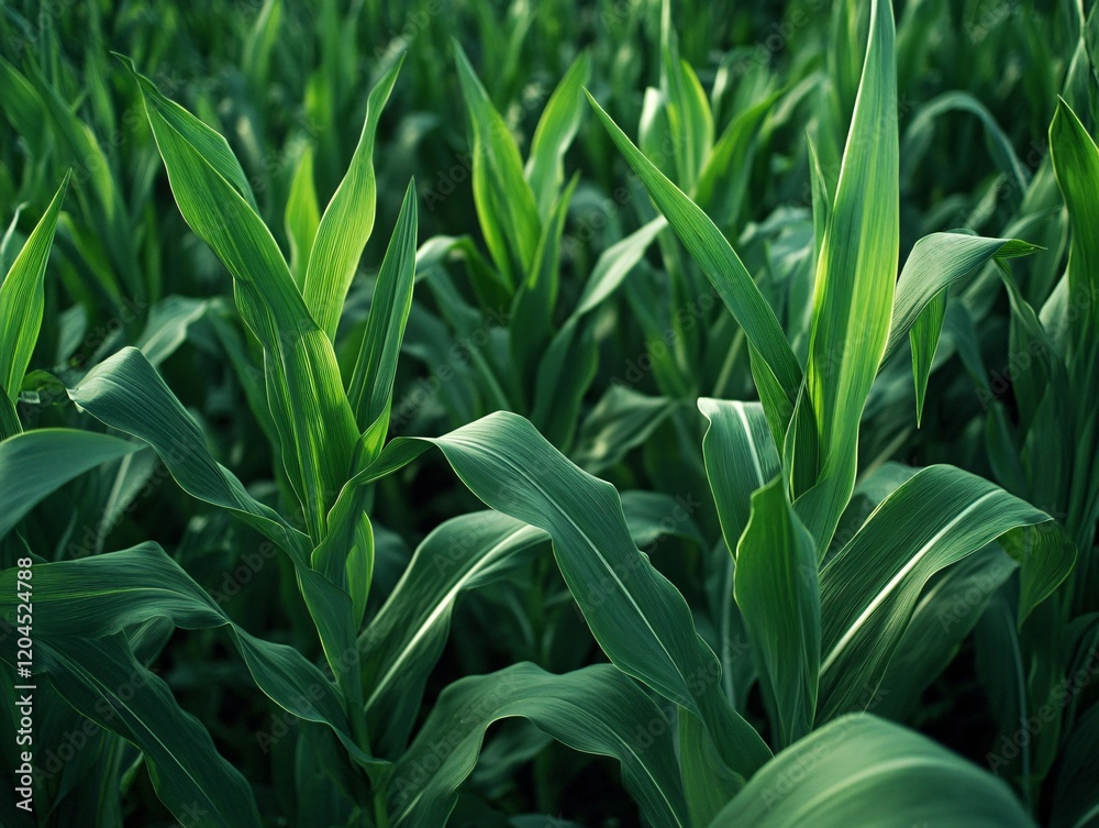 Lush Green Cornfield Plants Nature Background Lush Green Cornfield Plants Nature Background