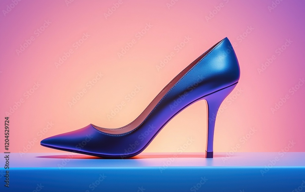 Modern high heel with a minimalist silhouette showcased against a gradient backdrop Modern high heel with a minimalist silhouette showcased against a gradient backdrop