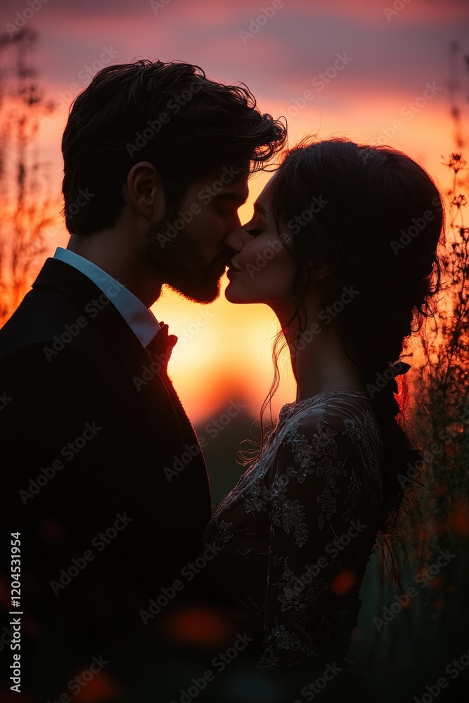 A romantic moment between two people in a natural setting A romantic moment between two people in a natural setting