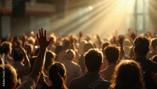 Celebrating the joy of Easter with uplifting music and community spirit in a vibrant gathering. Generative AI