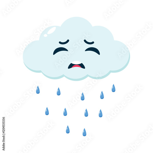 Crying cloud cartoon vector character