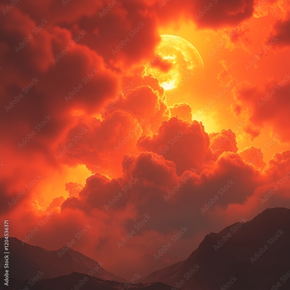 Fototapeta premium Vivid sunset sky with dramatic clouds representing spring flu prevention and vitality