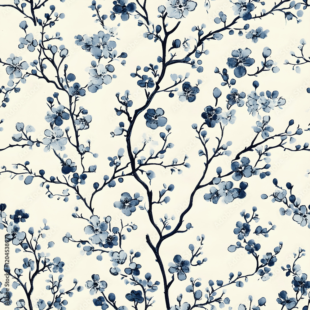 Fototapeta premium Chinoiserie Seamless Pattern Digital Paper – Elegant Oriental Design