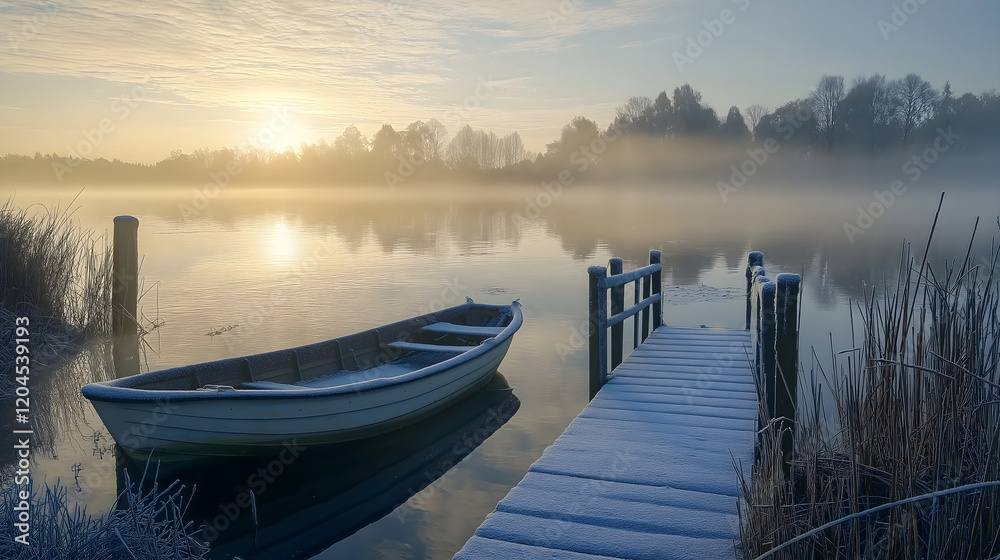 Obraz premium Winter Sunrise by Frosty Pier
