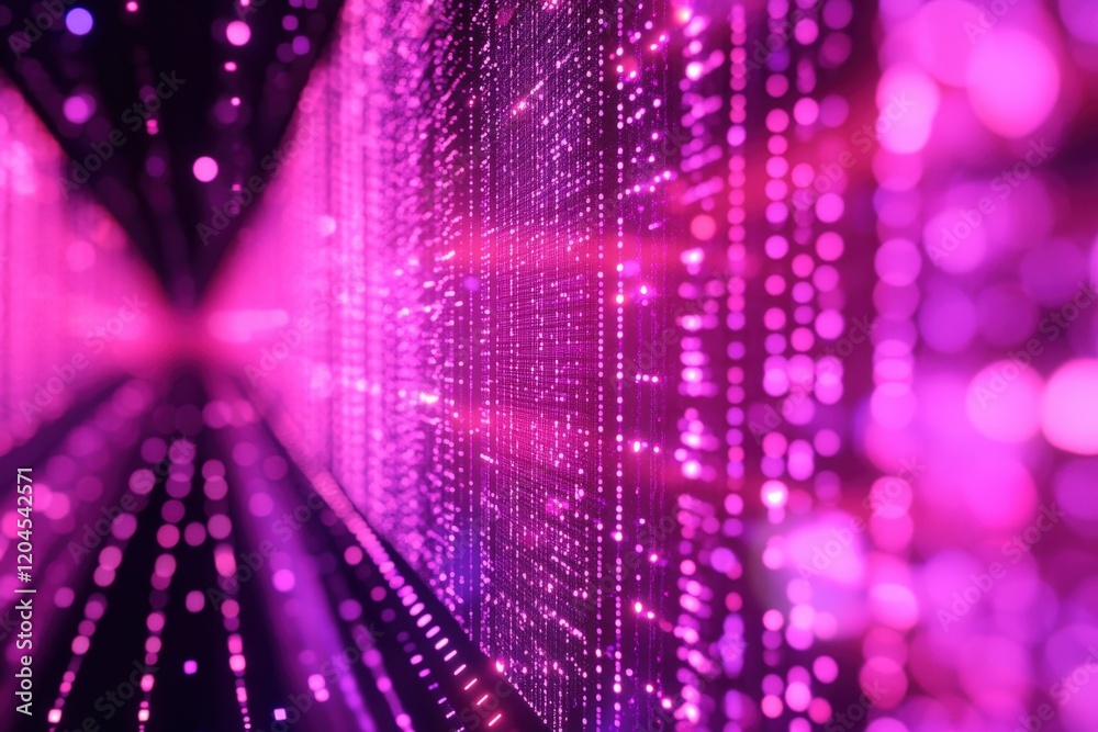 Obraz premium Futuristic pink data stream flowing through digital cyberspace