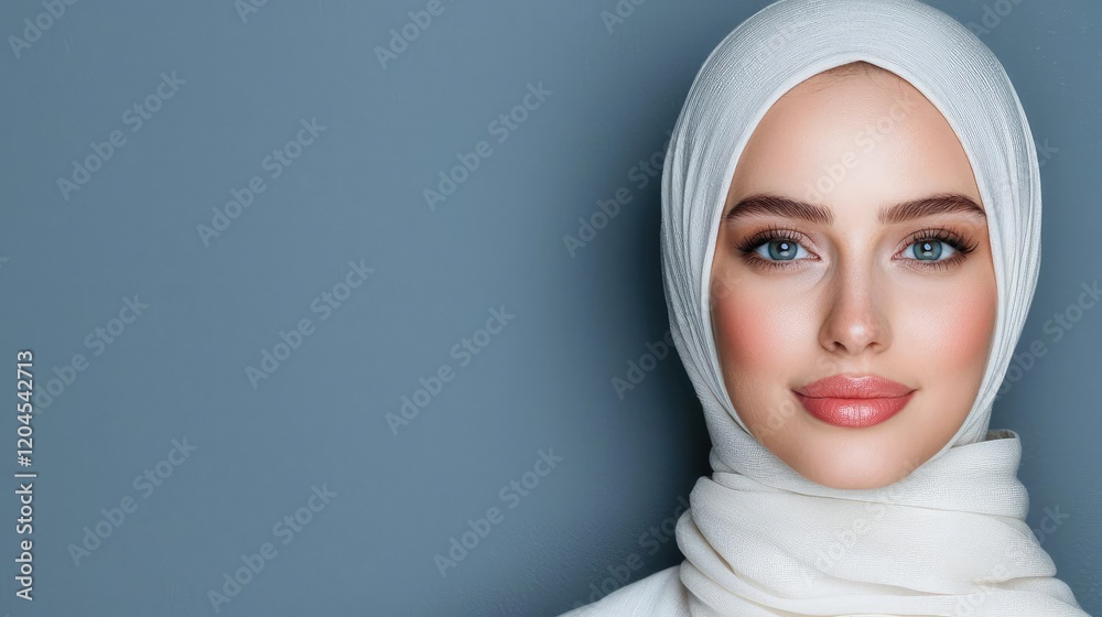 Woman, hijab, portrait, studio, beauty, skincare, advertising Woman, hijab, portrait, studio, beauty, skincare, advertising
