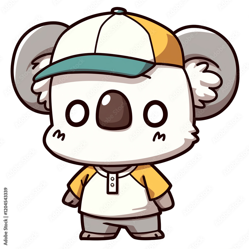 Obraz premium A cartoon anthropomorphic koala wearing baseball uniform
