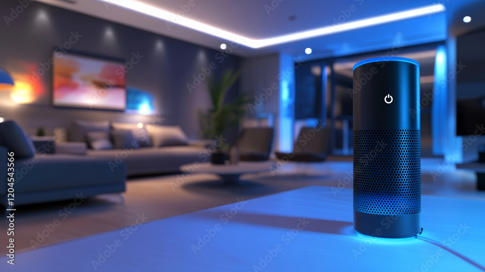 Smart speaker setup in modern living room ambiance