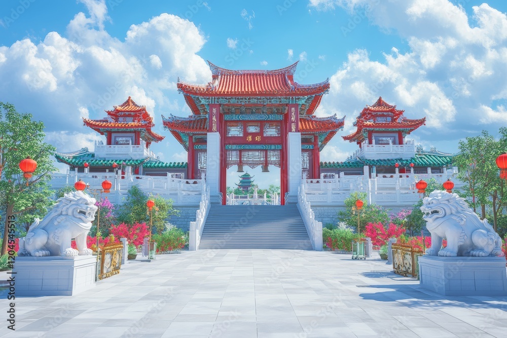 Fototapeta premium In Hong Kong, China, the Western Monastery is a renowned Chinese temple.