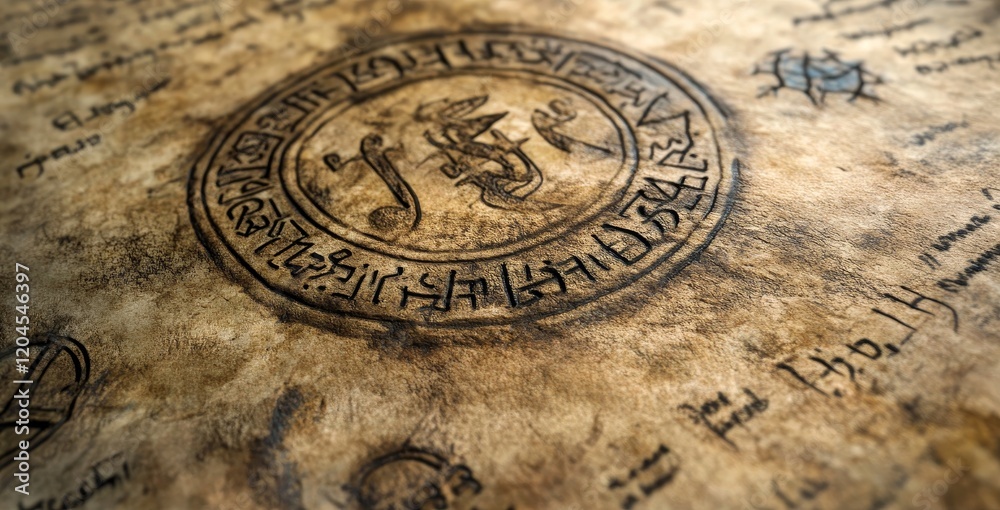 Fototapeta premium Detailed view of the Hebrew word Abraham in a Torah scripture. Selective focus. Banner.