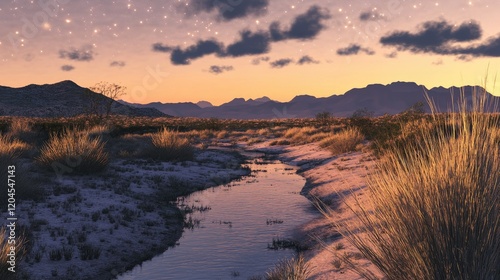 Serene Sunset over Desert Creek