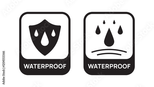 Water proof badges. Set of water resistant signs. Vector isolated on white background. 
