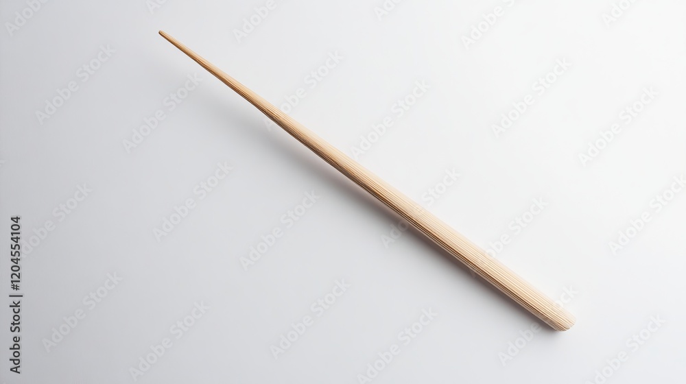 A single wooden toothpick displayed against a clean white background A single wooden toothpick displayed against a clean white background