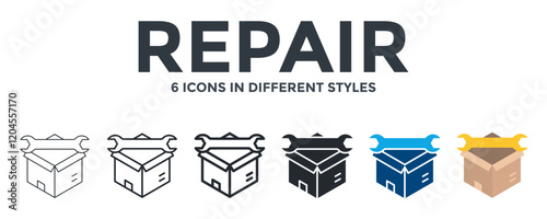 Repair  Icon In Different Style Vector Illustration. Designed In Thin Line, Regular Line, Bold Line, Glyph, Color Fill, And Flat Style Can Be Used For Web