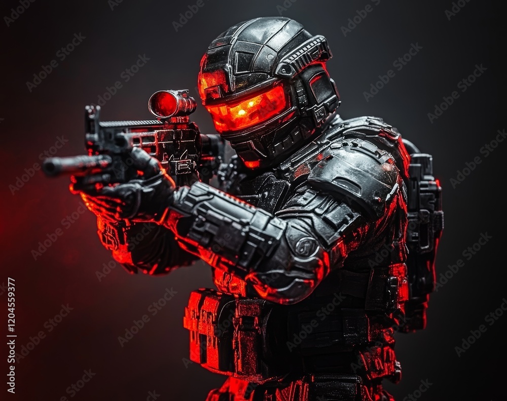 A man in a stylish post-apocalyptic knight costume poses dramatically in a dimly lit photo studio A man in a stylish post-apocalyptic knight costume poses dramatically in a dimly lit photo studio