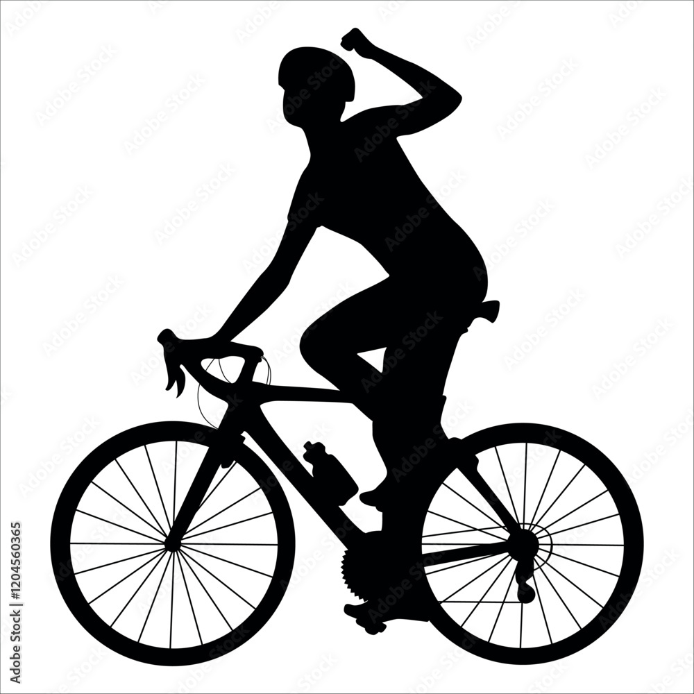 Fototapeta premium Cycling Silhouette Vector Illustration of a Cyclist Riding