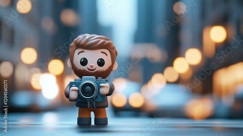 Wallpaper Mural Cute cartoon photographer figurine in city. Torontodigital.ca