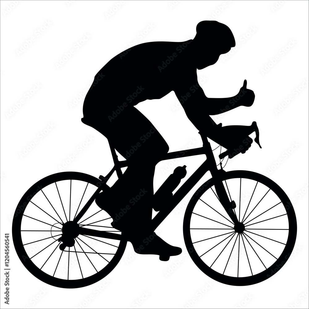 Naklejka premium Cycling Silhouette Vector Illustration of a Cyclist Riding