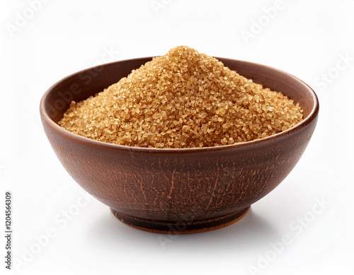 brown sugar on bowl isolated on white background