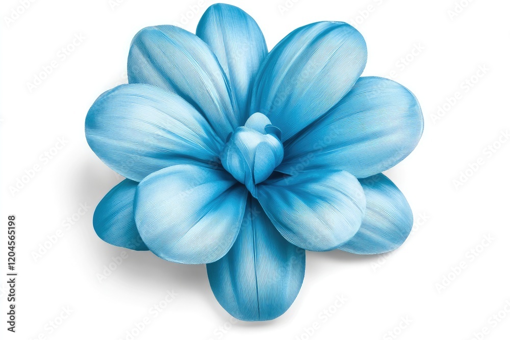 Naklejka premium Beautiful blue flower with intricate petal details against a white background, ideal for nature-themed designs