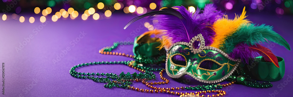 Mardi Gras Mask Beads Feathers Festive Celebration
