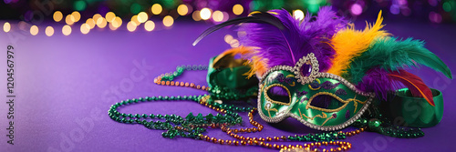 Obraz na płótnie Mardi Gras Mask Beads Feathers Festive Celebration w salonie