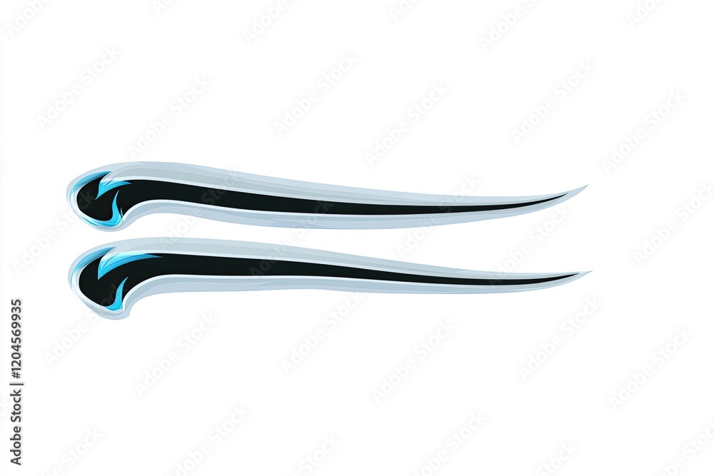 Abstract design featuring two sleek, flowing lines with a blue accent against a white background Abstract design featuring two sleek, flowing lines with a blue accent against a white background
