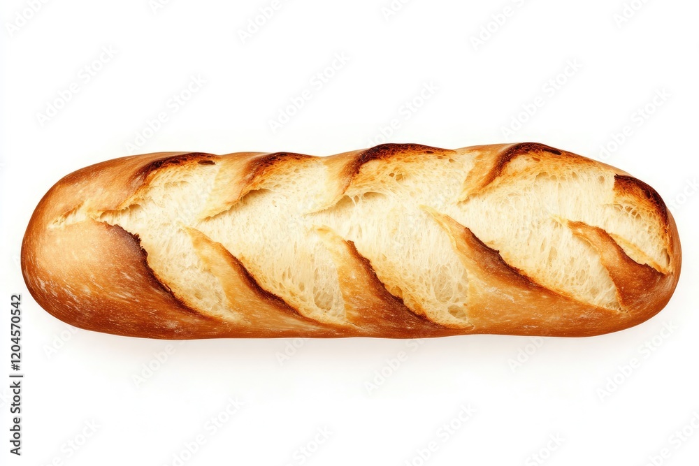 Freshly baked loaf of bread showcasing golden crust and soft interior on a white background Freshly baked loaf of bread showcasing golden crust and soft interior on a white background