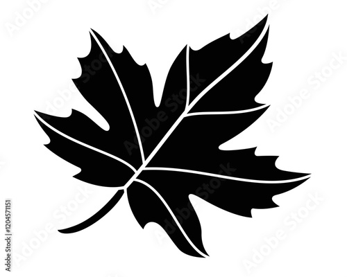 Maple leaf plant element - vector silhouette image for stencil, logo or pictogram. Maple leaf for sign, icon or stencil	