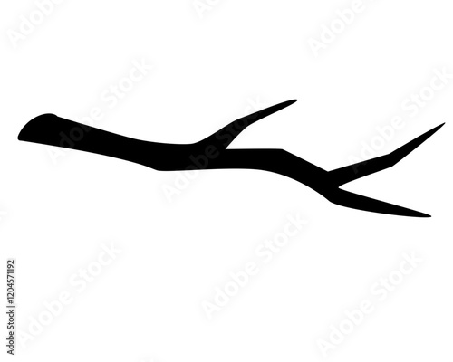 Tree branch, part of plant - vector silhouette image for stencil, logo or pictogram. Silhouette branch for cutting.	