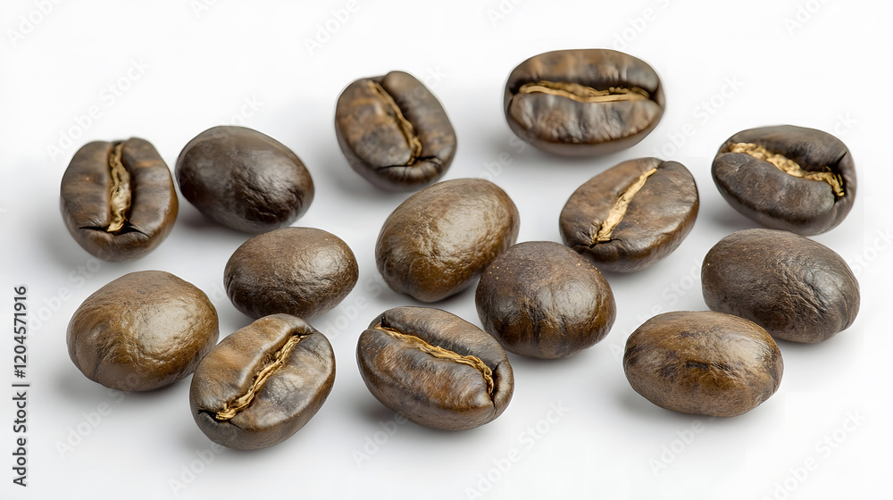 Scattered Coffee Beans on White Background Scattered Coffee Beans on White Background
