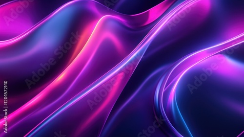 Wallpaper Mural Abstract neon purple and blue glowing waves. Torontodigital.ca