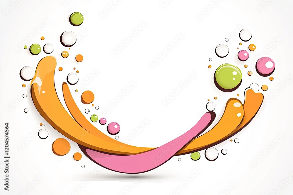 Colorful abstract splash design with vibrant bubbles and curves, ideal for creative backgrounds Colorful abstract splash design with vibrant bubbles and curves, ideal for creative backgrounds