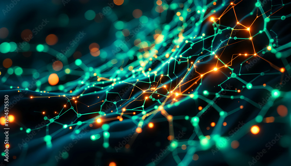 Fototapeta premium Abstract Network Connection Background Image Teal Orange