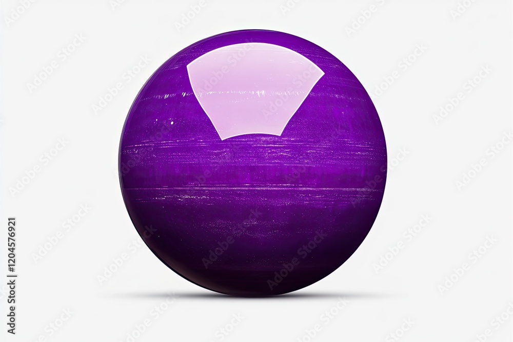 A polished purple sphere resting on a white surface, reflecting light and showcasing smooth texture A polished purple sphere resting on a white surface, reflecting light and showcasing smooth texture