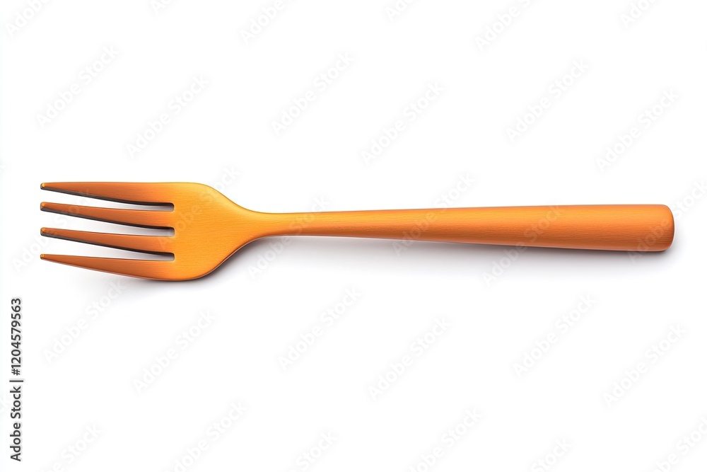 Vibrant orange fork isolated on a white background, ideal for kitchenware and dining themes Vibrant orange fork isolated on a white background, ideal for kitchenware and dining themes
