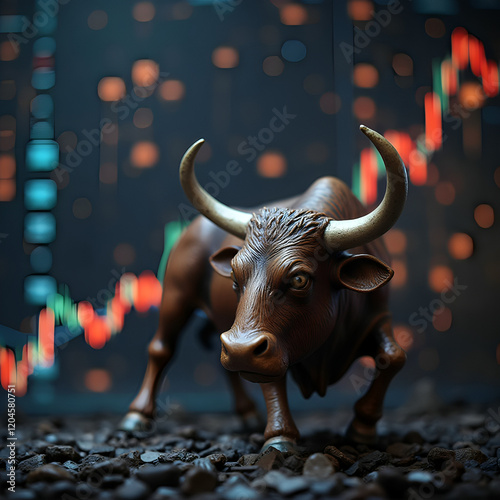 Bull market with stock trading background
