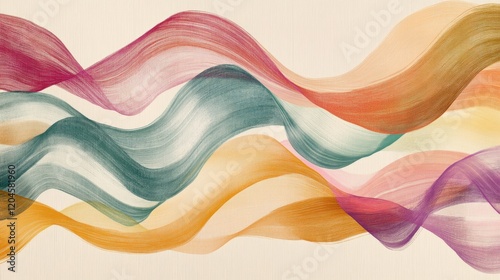 Abstract watercolor waves in muted tones.