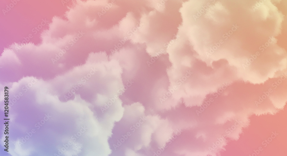 Fototapeta premium Pastel Pink Purple Orange Watercolor Cloudscape Background Texture