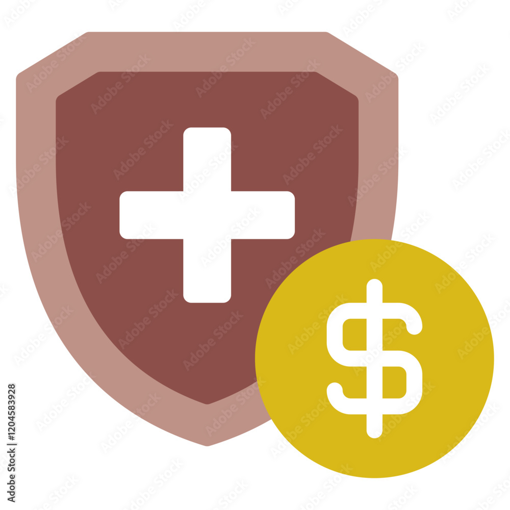 Health Insurance Shield with Dollar Sign Icon Health Insurance Shield with Dollar Sign Icon