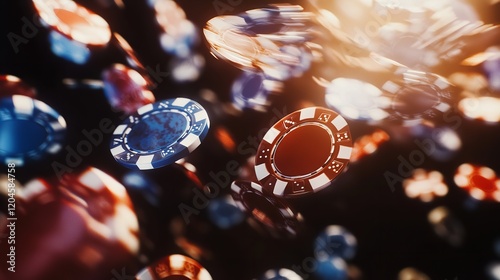 Casino Chips Falling in the Air Cut Out

 photo