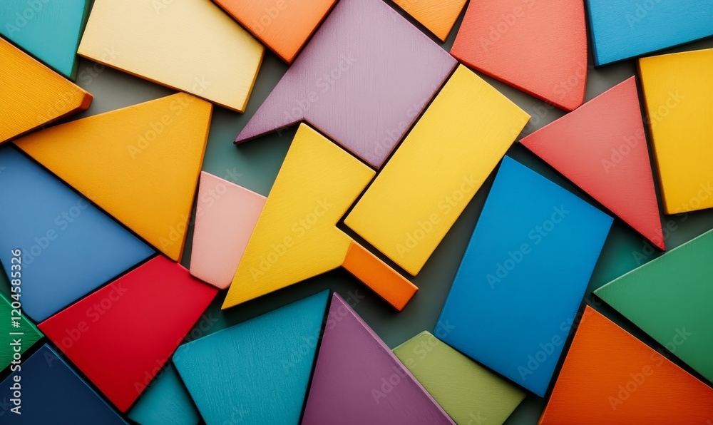Abstract Colorful Geometric Shapes Puzzle Design