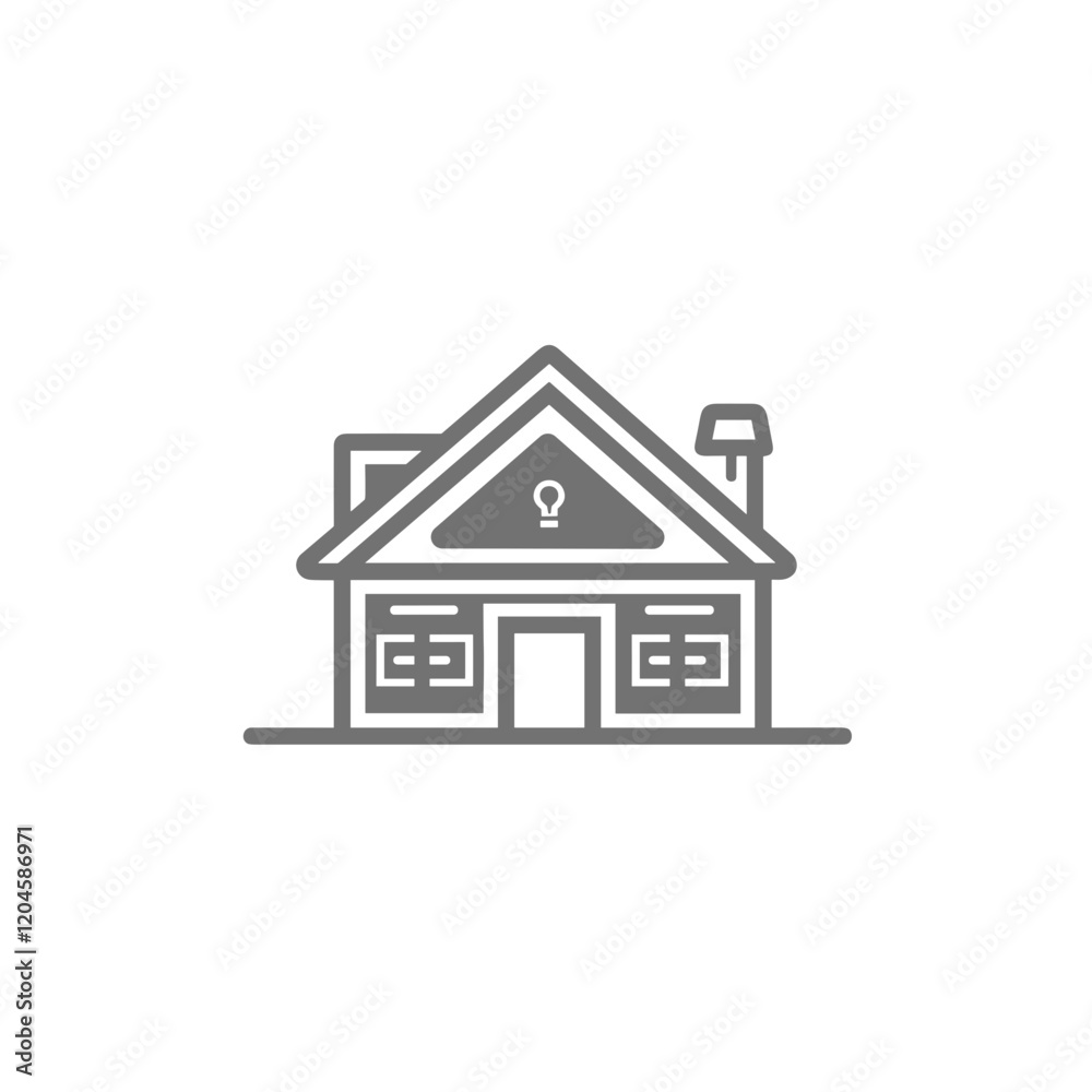Minimalist Smart Home Icon with Light Bulb Design in Monochrome Minimalist Smart Home Icon with Light Bulb Design in Monochrome