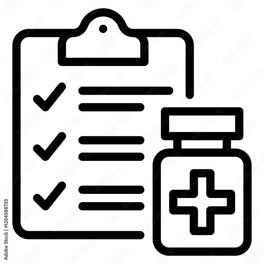Medication Checklist and Prescription Bottle Icon Medication Checklist and Prescription Bottle Icon
