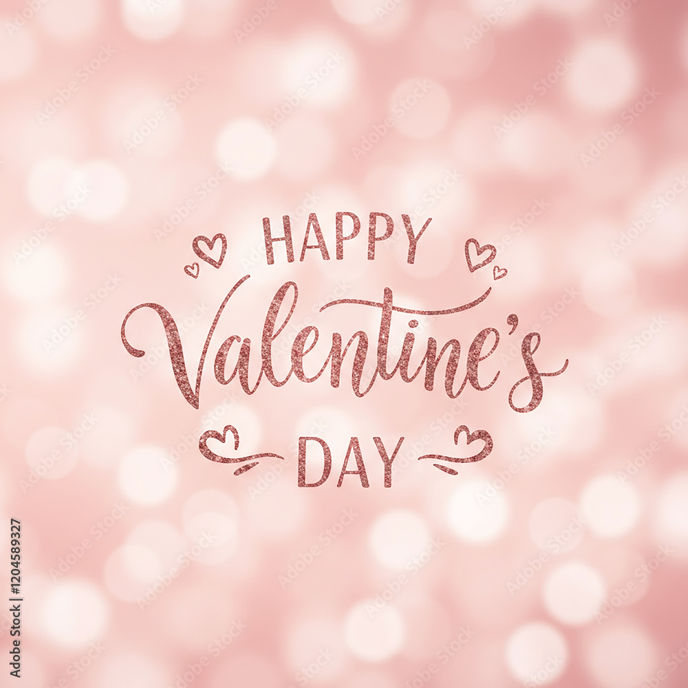 Rose Gold Glitter Happy Valentine s Day Greeting Card Design
