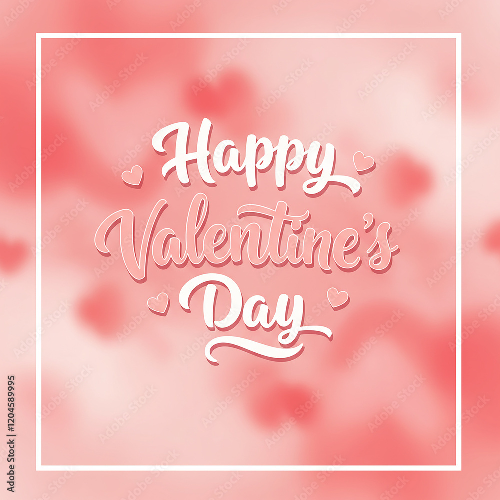 Obraz premium Romantic Happy Valentine s Day Greeting Card Design with Pink Blurred Background